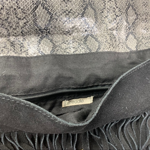 UO Ecoté Snakeskin Color Block Leather Suede Black Fringe Crossbody bag - Picture 5 of 7